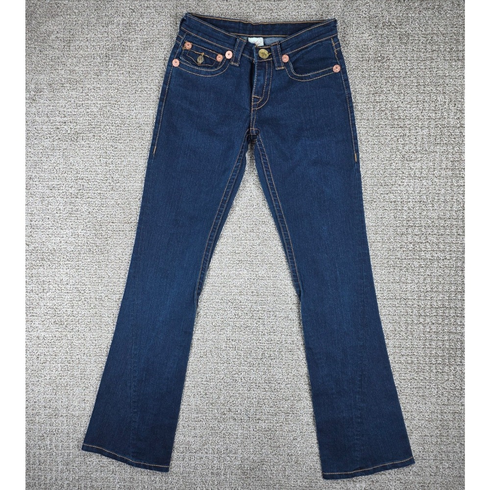True Religion Womens Billy Super-T Bootcut Jeans Darkโ Wash Sequins Size 27x32